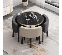 Ensemble de table et chaises de salle à manger et de bureau 4 pièces en coton et lin, table carrée et 4 chaises, pour cuisine, salon et coin détente