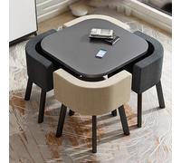 Ensemble de table et chaises de salle à manger et de bureau 4 pièces en coton et lin, table carrée et 4 chaises, pour cuisine, salon et coin détente