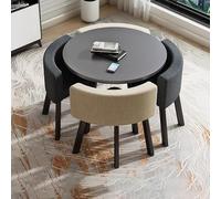 Ensemble de table et chaises de salle à manger et de bureau 4 pièces en coton et lin, table carrée et 4 chaises, pour cuisine, salon et coin détente