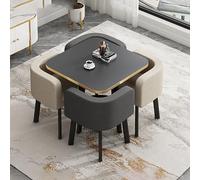 Ensemble de table et chaises de salle à manger et de bureau 4 pièces en coton et lin, table carrée et 4 chaises, pour cuisine, salon et coin détente