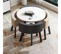 Ensemble de table et chaises de salle à manger et de bureau 4 pièces en coton et lin, table carrée et 4 chaises, pour cuisine, salon et coin détente