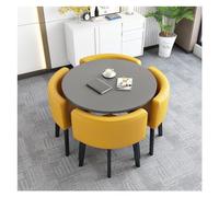Ensemble de table et chaises de salle à manger jaune moderne pour petit bureau, salle de conférence, cuisine, petit déjeuner, bar, décoration élégante pour salon, design économiseur d'espace