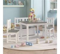 Ensemble de table et chaises enfants 4 pcs Blanc et gris MDF Blanc G