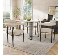 Ensemble de table et chaises - OEM - 5 pièces - Pieds en métal - Velours crème - 4 places