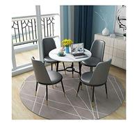 Ensemble de table et de chaise de loisirs moderne rond salon cuisine bois massif table à manger bureau vente bureau réception négociation nordique (couleur : kaki) (gris foncé)