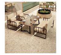 Ensemble De Table Et De Chaises De Café Vintage, Meubles De Salle À Manger en Bois Massif, Fauteuil Confortable en Lin De Coton for La Maison, L'appartement, Le Salon Ou L'entreprise(F)