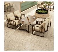 Ensemble De Table Et De Chaises De Café Vintage, Meubles De Salle À Manger en Bois Massif, Fauteuil Confortable en Lin De Coton for La Maison, L'appartement, Le Salon Ou L'entreprise(G)