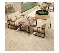 Ensemble De Table Et De Chaises De Café Vintage, Meubles De Salle À Manger en Bois Massif, Fauteuil Confortable en Lin De Coton for La Maison, L'appartement, Le Salon Ou L'entreprise(D)