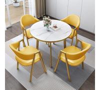 Ensemble de table et de chaises de loisirs rondes 4 tables basses et chaises combinaison balcon salon table à manger bureau réception négociation table et chaise combinaison (couleur : jaune)