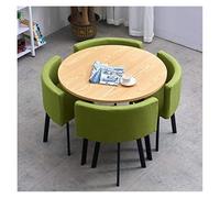 Ensemble de table et de chaises simples, design moderne, table ronde, balcon, salon, table à manger, bureau, salle de réunion, salon, 4 chaises en cuir (couleur : A) (B)