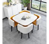 Ensemble de table jaune moderne pour salle de réception avec table basse élégante pour salle de conférence d'affaires et chaise nordique scandinave pour économiser de l'espace pour les réunions de