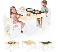 Ensemble de Table Multifonction 4 en 1 pour Enfants - Plateau Amovible avec Tableau Noir et Tableau Blanc, Comprenant 2 chaises en Bois Massif, idéal pour Peindre, Apprendre et Jouer (2 chaises)