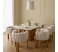 Ensemble De Table Rectangulaire 200x100 Cm Avec Placage En Céramique Aura Et 8 Chaises De Salle À Manger En Tissu Bouclé Leo Céramique