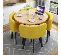 Ensemble de Table Ronde de Cuisine pour 4 Personnes, Table de Réception et de Négociation, Bureau de Conférence, Balcon, Salle à Manger, Chambre à Coucher, Bibliothèque, Salon, Café(Yellow)