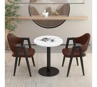 Ensemble de table ronde de négociation 3 pièces avec 2 chaises rembourrées en polyuréthane, meuble petit espace pour bureau, réception, salle de conférence, café, club