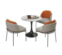 Ensemble de table ronde de réception moderne avec 3 chaises oranges à dossier souple pour salle à manger et négociation Meuble de club élégant pour salles de réception