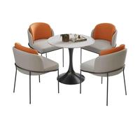 Ensemble de table ronde de réception moderne avec 4 chaises dossier souple Table de salle à manger et table de négociation Mobilier élégant orange pour bureaux et espaces de club