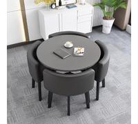 Ensemble de table ronde de salle à manger pour 4 personnes - Table de conférence et de cuisine polyvalente moderne avec chaises - Ensemble élégant de meubles de réception et de négociation - 89,9 cm