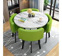 Ensemble de table ronde en marbre pour 4 personnes avec 4 chaises, multifonctionnel pour salon, balcon et bureau, combo café/salle à manger (couleur : )