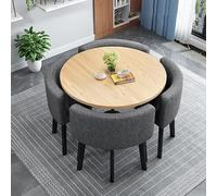 Ensemble de table ronde moderne pour 4 personnes avec chaises, petite table de salle de conférence, table de cuisine ronde pour salle à manger, table de cuisine ronde de 80 cm, finition bois blanc (80