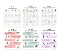 Ensemble de tableaux de yoga sur chaise - Poster d'exercice de position Yogga - Ensemble d'affiches d'entraînement - Livre Yogga pour les voyages, le matin, le travail, la famille, les amis, le sport