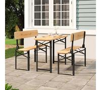 Vidaxl Ensemble De Tables À Bière Pliantes 3 Pcs Bois Massif De Sapin