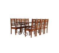 Ensemble de tables à manger 9 pcs bois d'acacia massif