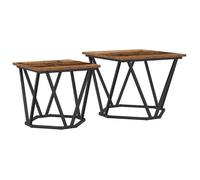 Ensemble de tables basses industrielles - vidaXL - Bois massif recyclé - Métal robuste - Finition rustique - Marron