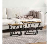 vidaXL Ensemble de 2 Tables d'appoint en chêne fumé en Bois stratifié