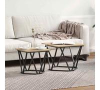 vidaXL Ensemble de 2 Tables d'appoint en chêne fumé en Bois stratifié
