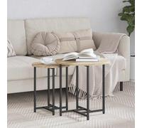 vidaXL Table d'appoint ronde en chêne fumé — bois massif, montage facile
