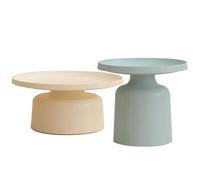 Ensemble de tables d'appoint gigognes modernes - Design avec piédestal rond peu encombrant pour salons et chambres, chevet, canapé et console, piédestal peu encombrant (groupe H)