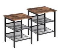 VASAGLE Tables d’appoint, Lot de 2, Tables de Chevet, Style Industriel, avec étagères grillagées réglable, pour Salon, Chambre, Couloir, Bureau, Stable, Marron Rustique et Noir LET24X