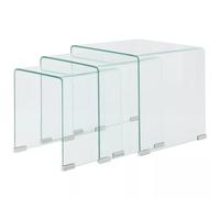 Ensemble de tables gigognes - vidaXL - 3 Pièces - Verre trempé - Transparent - Design contemporain