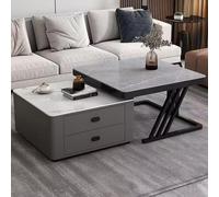 Ensemble de tables gigognes avec table basse extensible et armoire enveloppée de cuir pour salon et chambre à coucher