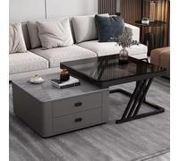 Ensemble de tables gigognes avec table basse extensible et armoire enveloppée de cuir pour salon et chambre à coucher