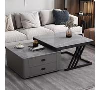 Ensemble de tables gigognes avec table basse extensible et armoire enveloppée de cuir pour salon et chambre à coucher