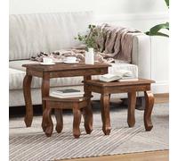 vidaXL Table Gigogne 3 pcs Marron Bois massif d'acajou