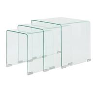 Ensemble de tables gigognes salon 3 Pièces Verre trempé Transparent vidaXL