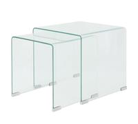 vidaXL - Ensemble de 2 tables gigognes Nesting - Verre trempé, bords biseautés - Gain de place