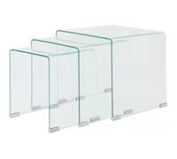 vidaXL Ensemble de tables gigognes 3 Pièces Verre trempé Transparent