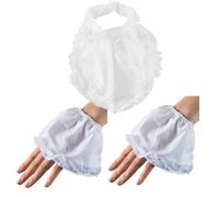 Ensemble de tablier avec chapeau tricorne colonial avec bordure dorée et poignets blancs pour fête de pirate noir pour jeu de rôle pour la guerre d'indépendance, tricorne coloniale, poignets blancs
