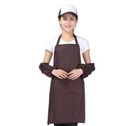 Ensemble De Tablier De Cuisine Unisexe, Tablier De Chef Professionnel Avec 2 Poches, Tablier à Bavette Avec Manches Et Foulard Pour La Cuisson La Cuisson Le Restaurant (Brun,Chapeau)