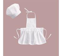 Ensemble De Tablier Et Chapeau Blanc De Cuisinier Mignon Pour Bébé,Vêtements D'Enfants Pour Séance Photos, Costume De Nouveau-Né Pour Photographie, 2 Pièces,