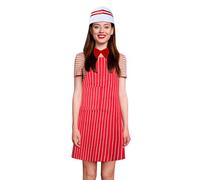 Ensemble de Tablier rayé avec Chapeau de Chef et Nœud Papillon, Design Rétro pour Fête à Thème, 2 Ensembles de Couleur Rouge, 30,71x23,62 Pouces