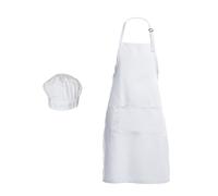 Ensemble de tabliers de cuisine réglables avec poches - Pour homme et femme - Blanc - Toque de chef pour adulte - Pour la cuisine, la pâtisserie, le barbecue