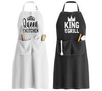 Ensemble de tabliers King & Queen - Cadeaux de Noël pour mari, épouse, cadeaux de cuisine amusants pour couples, cadeaux d'anniversaire de mariage pour lui, elle, cadeaux de Saint-Valentin pour petit