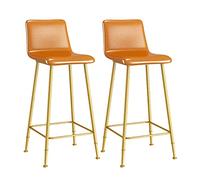 Ensemble de Tabouret de Bar de 2, tabourets de Bar tabourets de comptoir de Hauteur avec des Jambes en métal Un Repose-Pieds, des tabourets de Bar en Cuir PU Classiques pour l'île de comptoir de