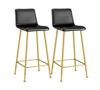 Ensemble de Tabouret de Bar de 2, tabourets de Bar tabourets de comptoir de Hauteur avec des Jambes en métal Repose-Pieds, tabourets de Bar en Cuir PU Classiques pour Le comptoir de la Cuisine (Or)