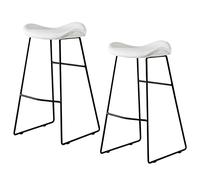 Ensemble de tabourets de Bar à Hauteur de comptoir en Cuir 2 PU au Milieu du siècle tabourets de Cuisine chaises de Petit-déjeuner, chaises de Restauration avec des Jambes en métal (Blanc, 65 cm)
